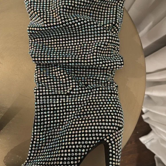 Steve‎ Madden ‘Crushing’ Rhinestone Slouchy Heeled Boots - Picture 7 of 15